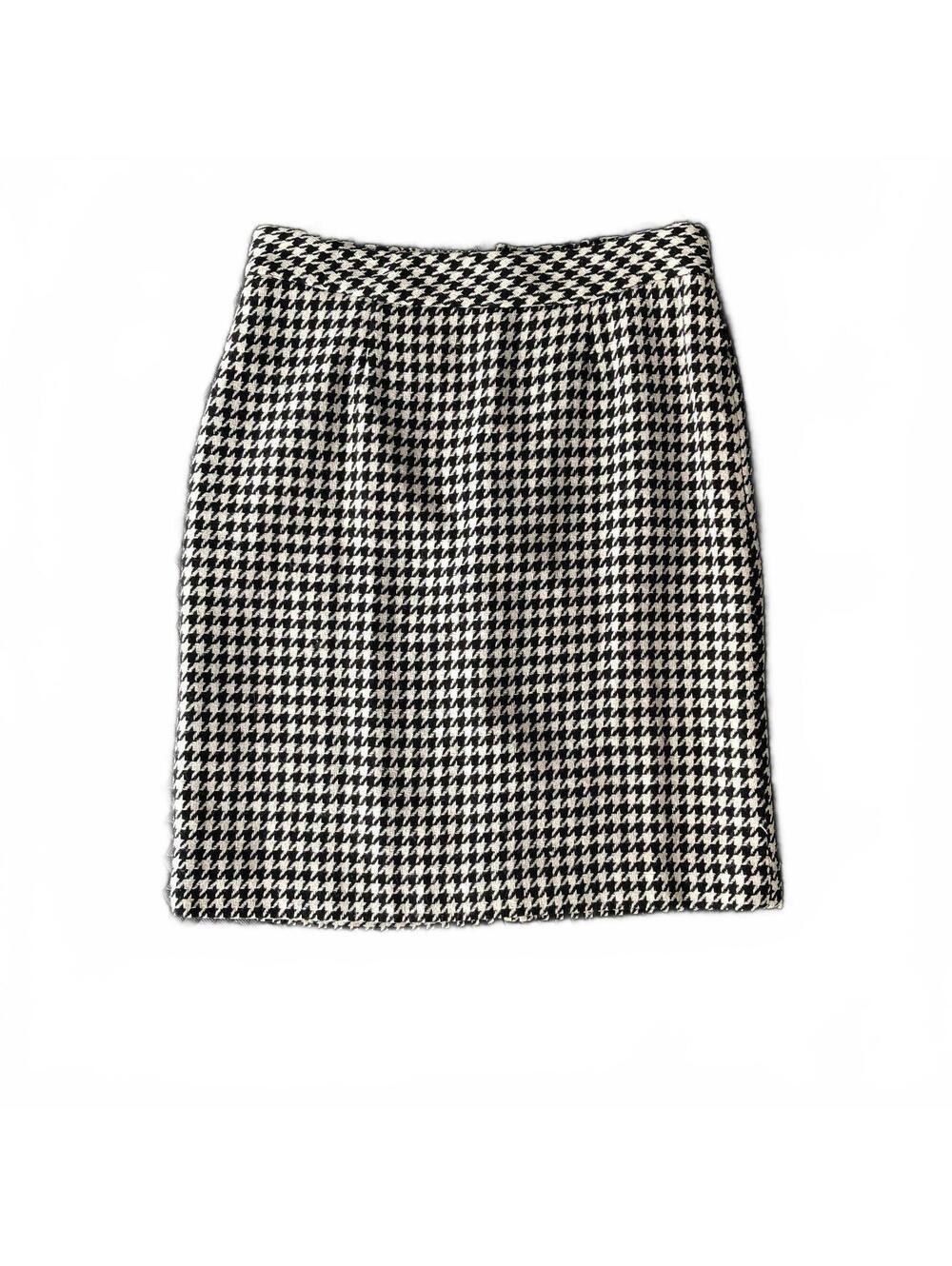 Chadwicks Black and White Houndstooth Wool Blend Skirt Size 6